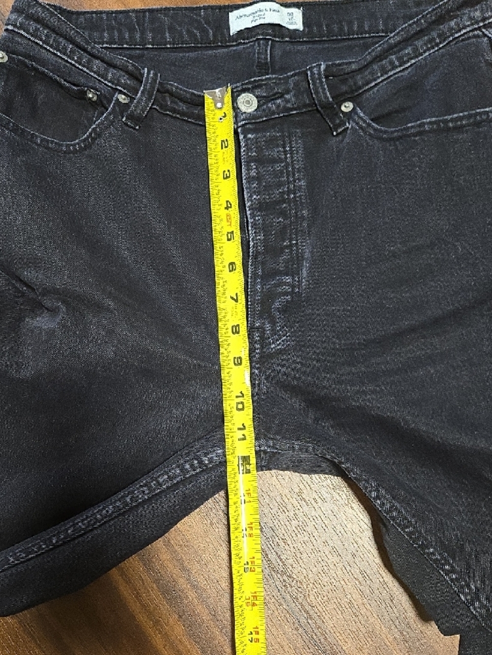 Abercrombie & Fitch The Dad High Rise Denim Black Straight-Leg Jeans Sz 30 - Picture 5 of 8